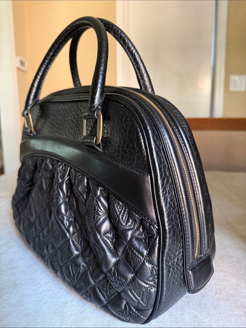 Louis Vuitton Black Quilted Monogram Top Handle Satchel - Picture 2 of 14